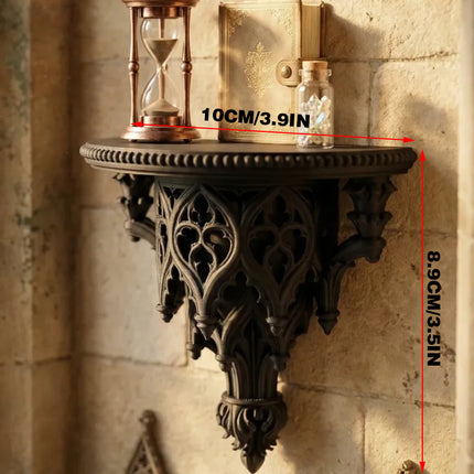 Lightweight 3D-printed scroll wall shelf, black, with m6x30 nails..