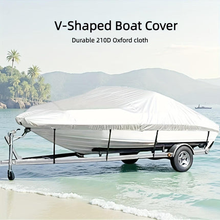Trailerable Boat Cover – Heavy Duty Waterproof Tarp with Storage Bag, Designed for V-Hull, Fish & Ski, Runabout, Bass & Fishing Boats,17-20FTSilver.