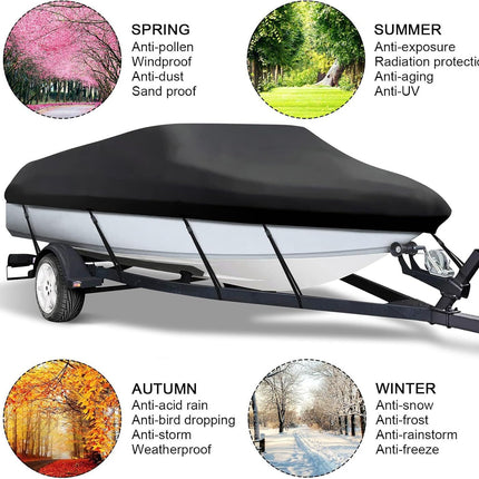 600D Heavy Duty Waterproof Wide Boat Cover, Silver, 25-27FT, 948*570cm