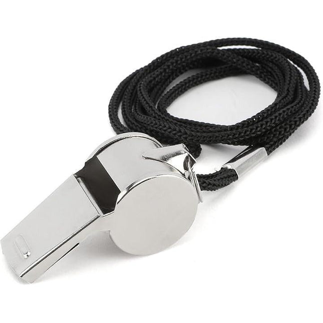 24 Pack Stainless Steel Whistles with Lanyards – Durable Loud Sports, Coaching, Referee, Party Favors, Outdoor Safety Whistles.