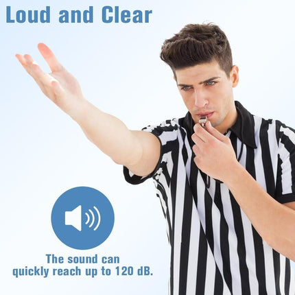 24 Pack Stainless Steel Whistles with Lanyards – Durable Loud Sports, Coaching, Referee, Party Favors, Outdoor Safety Whistles.