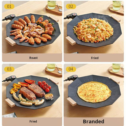 Dodecagon Electric Grill Pan Portable Outdoor Non-Stick Barbecue Cookware For Camping Picnic Smokeless Aluminum Alloy Skillet.