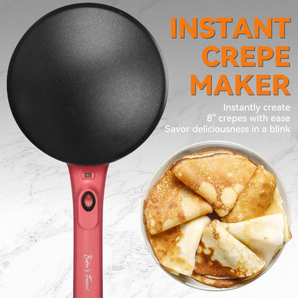Electric Crepe Maker, 8-Inch Portable Nonstick Crepe Machine with Handle, Compact Household Pancake & Tortilla Maker for Eggs, Crepes, Blintzes, and Wraps.