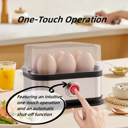 Smart Egg Cooker with Auto Shut, Multi-function Rapid Eggs Cooker Electric 6 Egg Capacity, Hard Boiled, Medium, Soft Boiled Egg Cooker with Knob Controled Auto Shut-Off Function.