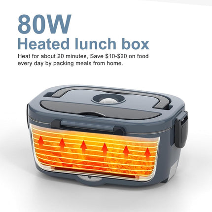 Electric Heated Lunch Box for Men/Women Home 80W Portable Food Warmer with 110V-250V Stainless Steel Leakproof Container for Work Travel Jobsite Camping Christmas White Elephant Gifts.
