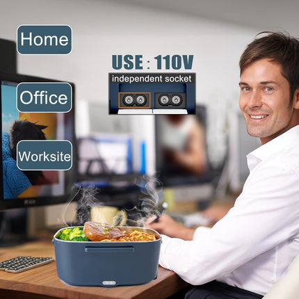 Electric Heated Lunch Box for Men/Women Home 80W Portable Food Warmer with 110V-250V Stainless Steel Leakproof Container for Work Travel Jobsite Camping Christmas White Elephant Gifts.