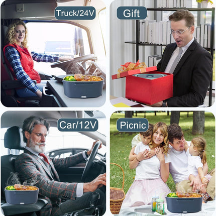 Electric Heated Lunch Box for Men/Women Home 80W Portable Food Warmer with 110V-250V Stainless Steel Leakproof Container for Work Travel Jobsite Camping Christmas White Elephant Gifts.
