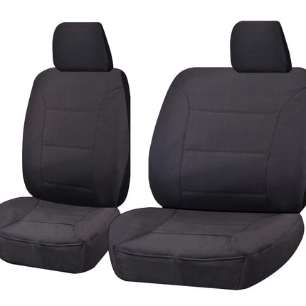 Seat Covers for TOYOTA LANDCRUISER 60.70.80 SERIES HZJ-HDJ-FZJ 1981 - 2010 TROOP CARRIER 4X4 SINGLE CAB CHASSIS FRONT BUCKET + _ BENCH CHARCOAL ALL TERRAIN.