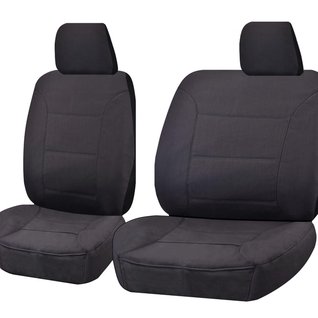 Seat Covers for TOYOTA LANDCRUISER 60.70.80 SERIES HZJ-HDJ-FZJ 1981 - 2010 TROOP CARRIER 4X4 SINGLE CAB CHASSIS FRONT BUCKET + _ BENCH CHARCOAL ALL TERRAIN.