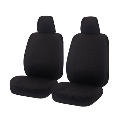 Seat Covers for ISUZU D-MAX 06/2012 - 06/2020 DUAL CAB CHASSIS UTILITY FRONT 2X BUCKETS BLACK CHALLENGER.