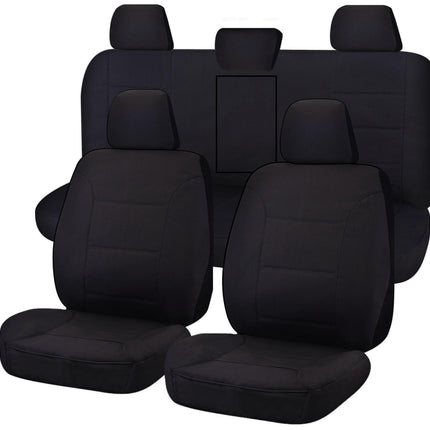 Seat Covers for TOYOTA HILUX 08/2015 - ON DUAL CAB UTILITY FR 40/60 SPLIT BASE WITH A/REST BLACK CHALLENGER.