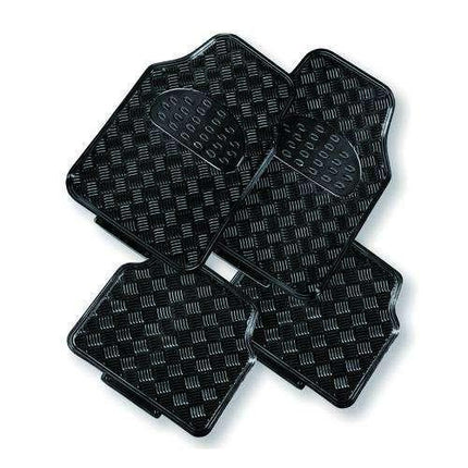 VENOM 4-Piece Car Mat - BLACK [Rubber/Aluminium Look].