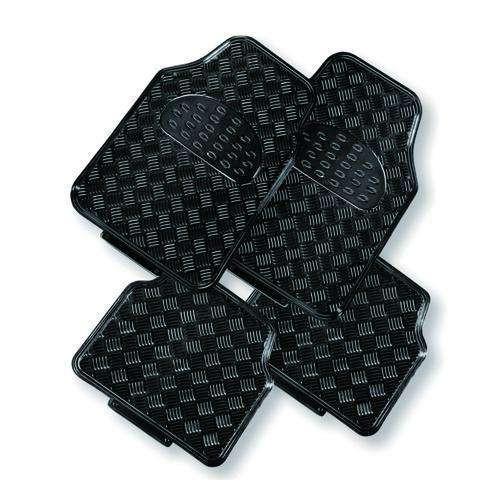 VENOM 4-Piece Car Mat - BLACK [Rubber/Aluminium Look].