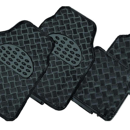 VENOM 4-Piece Car Mat - BLACK [Rubber/Aluminium Look].