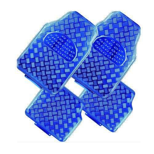 VENOM 4-Piece Car Mat - BLUE [Rubber/Aluminium Look].