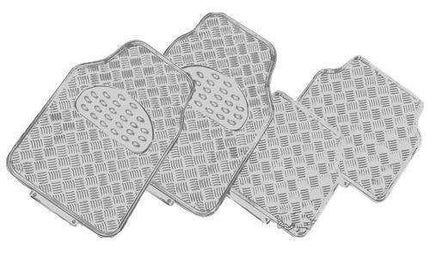 VENOM 4-Piece Car Mat - SILVER [Rubber/Aluminium Look].