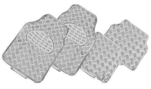 VENOM 4-Piece Car Mat - SILVER [Rubber/Aluminium Look].