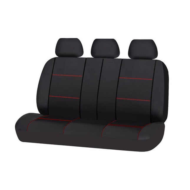 Universal Lavish Rear Seat Cover Size 06/08S | Black/Red Stitching.
