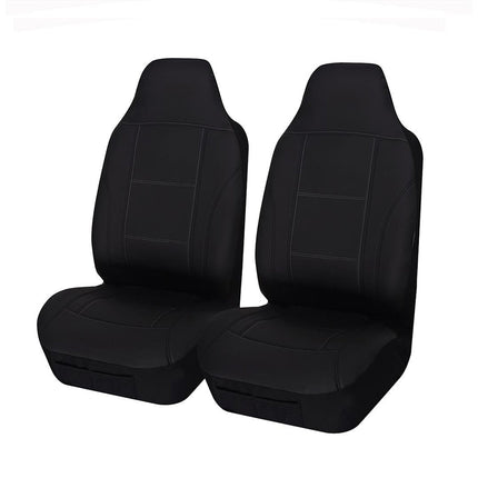 Universal Lavish Front Seat Covers Size 60/25 | Black/White Stitching.