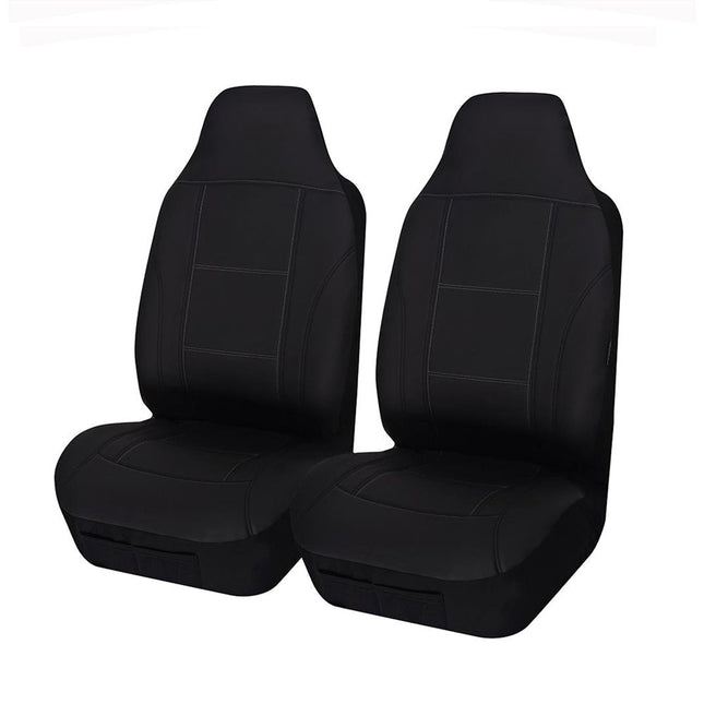 Universal Lavish Front Seat Covers Size 60/25 | Black/White Stitching.
