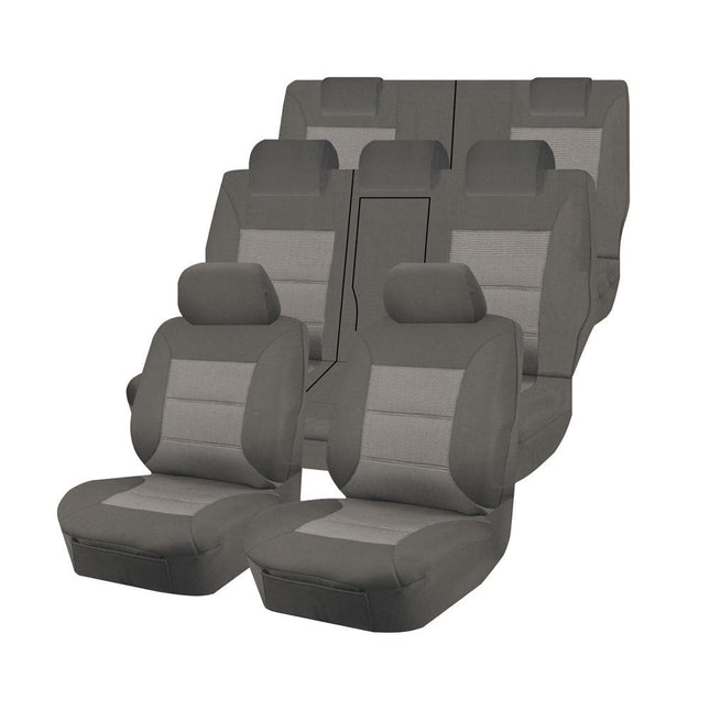 Seat Covers for MITSUBISHI OUTLANDER ZJ.ZK.ZL SERIES 11/2012 - 07/2021 4X4 SUV/WAGON 7 SEATERS FMR GREY PREMIUM.