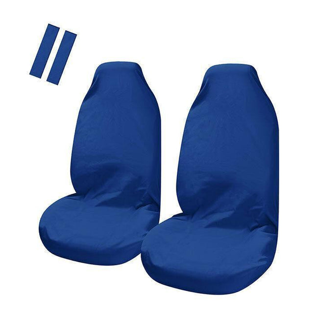Universal Pulse Throwover Front Seat Covers - Bonus Seat Belt Buddies | Blue.