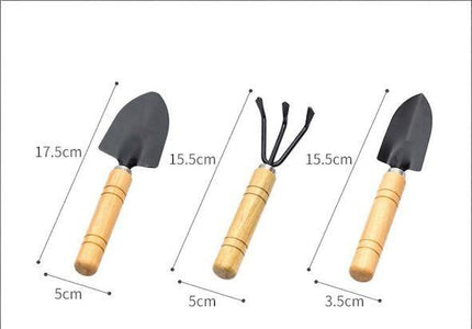 3-Piece Mini Garden Tool Set – Wooden Handle Trowel, Transplanter & Cultivator for Indoor Plants, Potted Succulents & Outdoor Gardening.