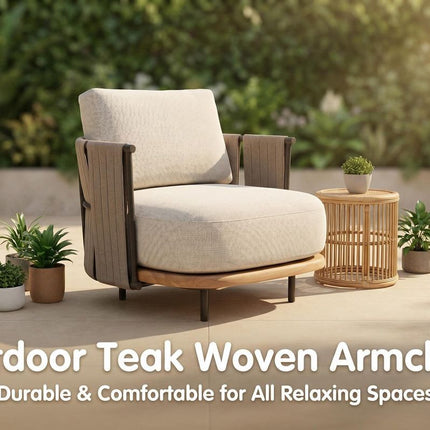 Woven Armrest Single Outdoor Sofa.