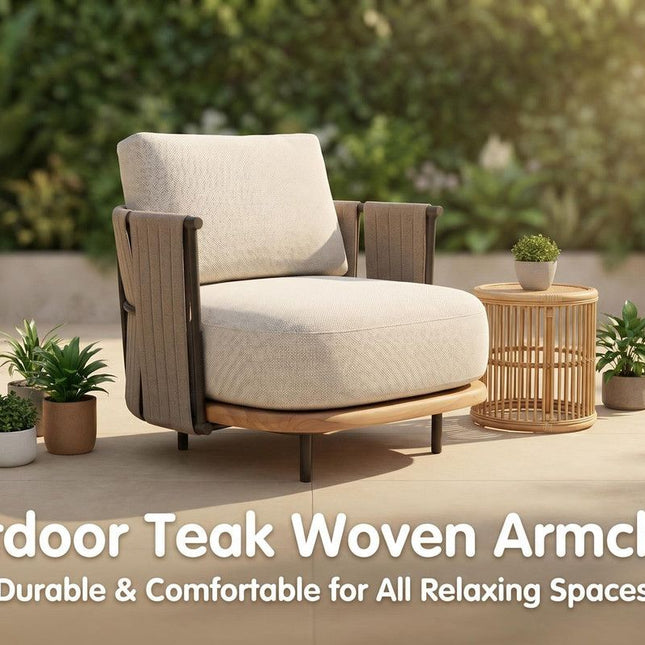 Woven Armrest Single Outdoor Sofa.