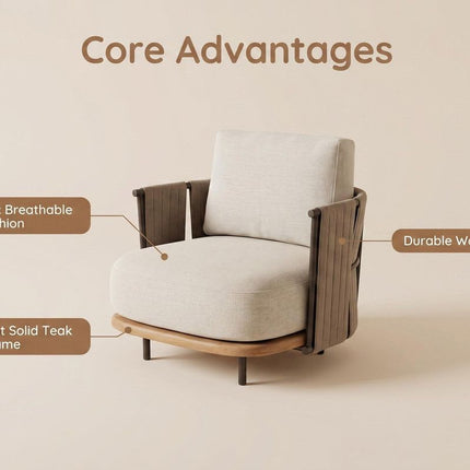Woven Armrest Single Outdoor Sofa.