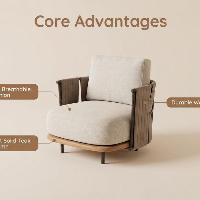 Woven Armrest Single Outdoor Sofa.