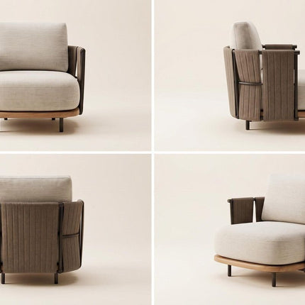 Woven Armrest Single Outdoor Sofa.