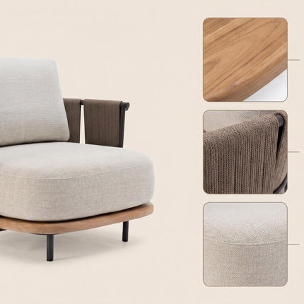 Woven Armrest Single Outdoor Sofa.