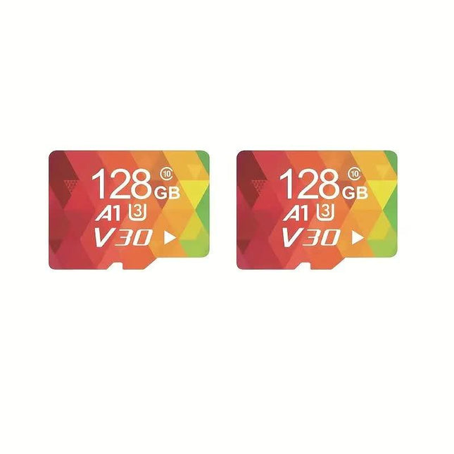 2PCS 128G Memory Cards, U3 A1 Class 10, Up To 100MB/s, Micro SD TF For Security Monitor/Full HD Video Recording/Tablet/Phone/ Surveillance Camera/Dash Camera/Car Speaker/Game Console.