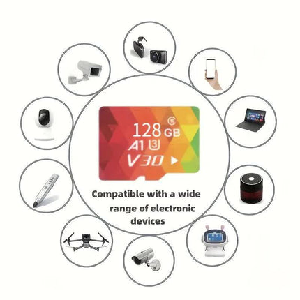 2PCS 128G Memory Cards, U3 A1 Class 10, Up To 100MB/s, Micro SD TF For Security Monitor/Full HD Video Recording/Tablet/Phone/ Surveillance Camera/Dash Camera/Car Speaker/Game Console.