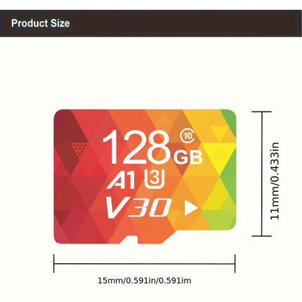 3PCS 128G Memory Cards, U3 A1 Class 10, Up To 100MB/s, Micro SD TF For Security Monitor/Full HD Video Recording/Tablet/Phone/ Surveillance Camera/Dash Camera/Car Speaker/Game Console.