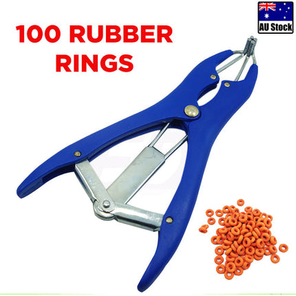 Cattle Lamb Sheep Elastrator Castrating Plier with 100 Rubber.