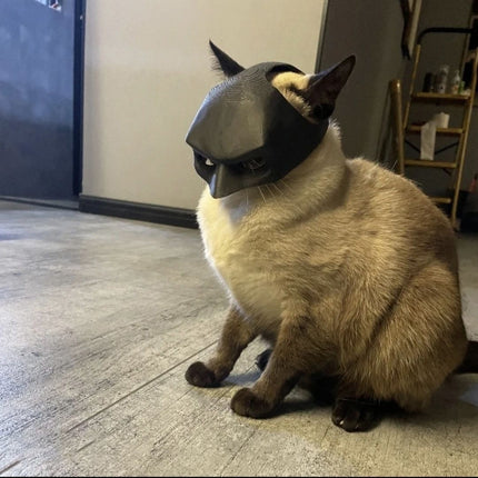 3D printed Black Batman Hood for Adult Cats Large.