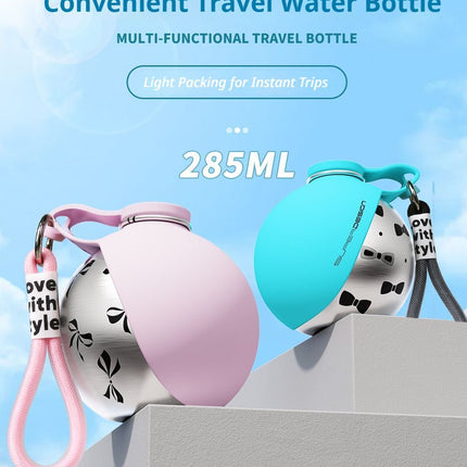 Blue Floral Print Xiaoman Portable Pet Water Bottle.