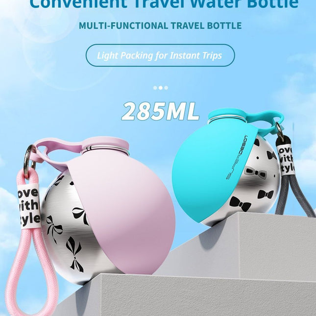 Blue Floral Print Xiaoman Portable Pet Water Bottle.