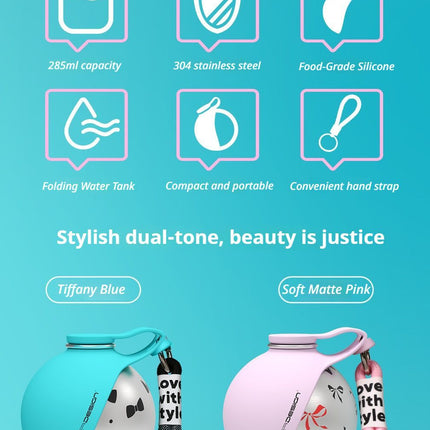 Blue Floral Print Xiaoman Portable Pet Water Bottle.