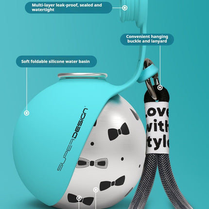 Blue Floral Print Xiaoman Portable Pet Water Bottle.