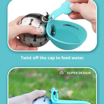 Blue Floral Print Xiaoman Portable Pet Water Bottle.