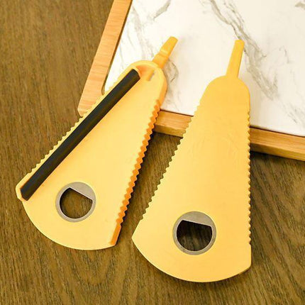 Multi-functional bottle cap opener.