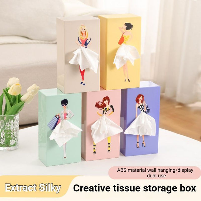 Charming White Peach Pink Princess Tissue Box Holder.