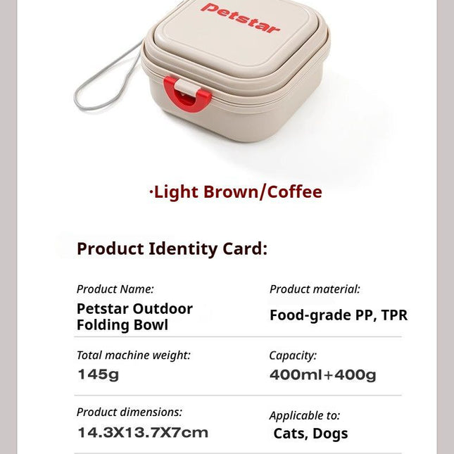 Foldable Outdoor Pet Bowl Light Brown.