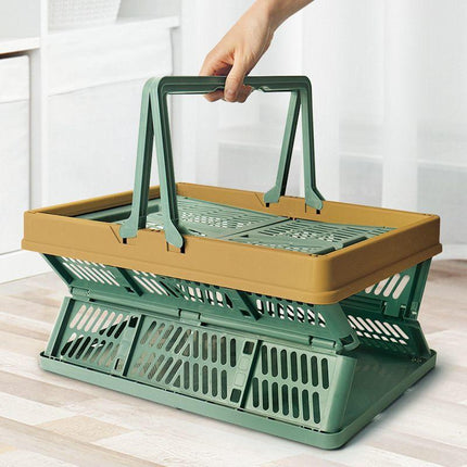 Folding picnic basket-Brown with Beige.