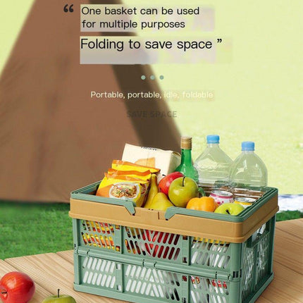 Folding picnic basket-Brown with Beige.