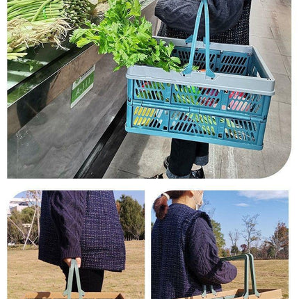 Folding picnic basket-Brown with Beige.