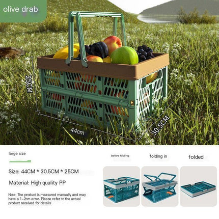 Folding picnic basket-Brown with Beige.